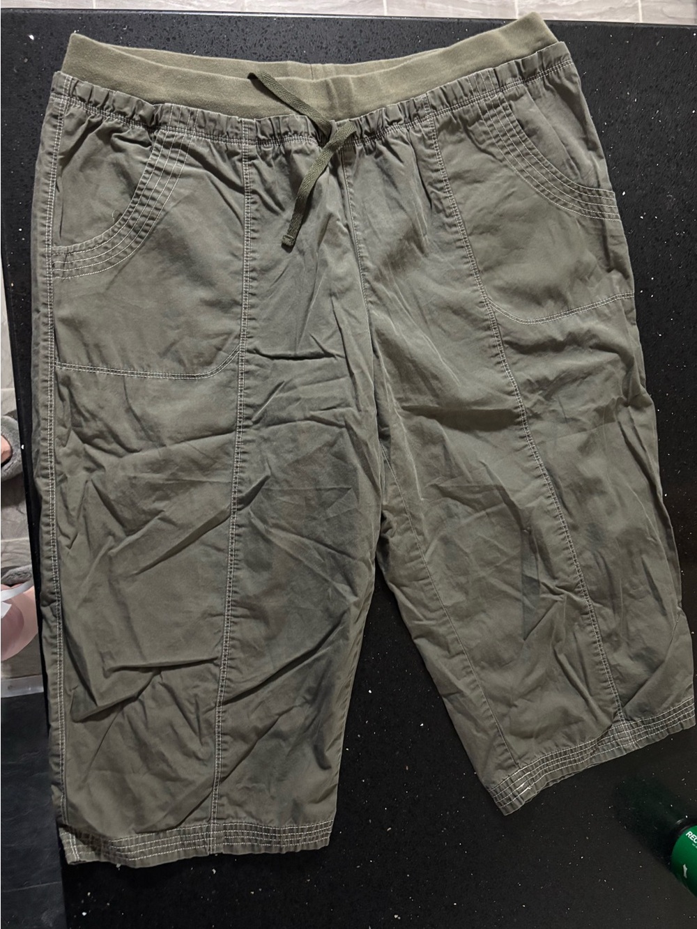 Women tan capri’s Drawstring Cargo